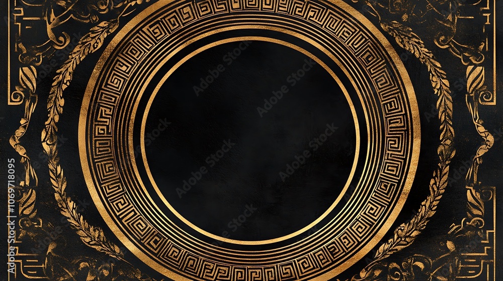 Fototapeta premium Golden Geometric Pattern with a Circle