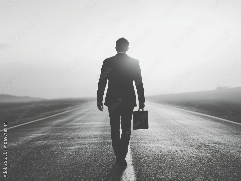 Professional Businessman Walking on Road Professional Businessman Walking on Road
