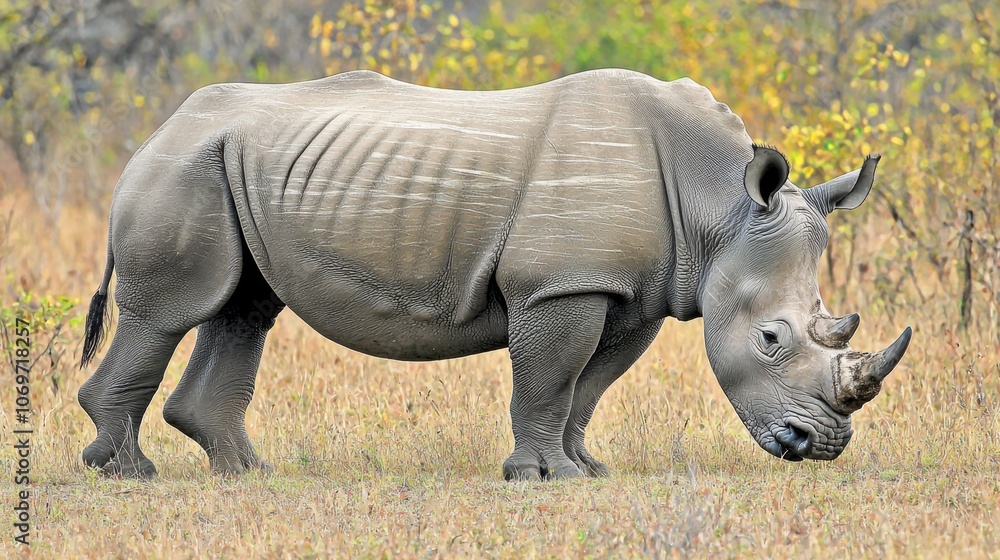 Fototapeta premium Majestic White Rhinoceros in Natural Habitat