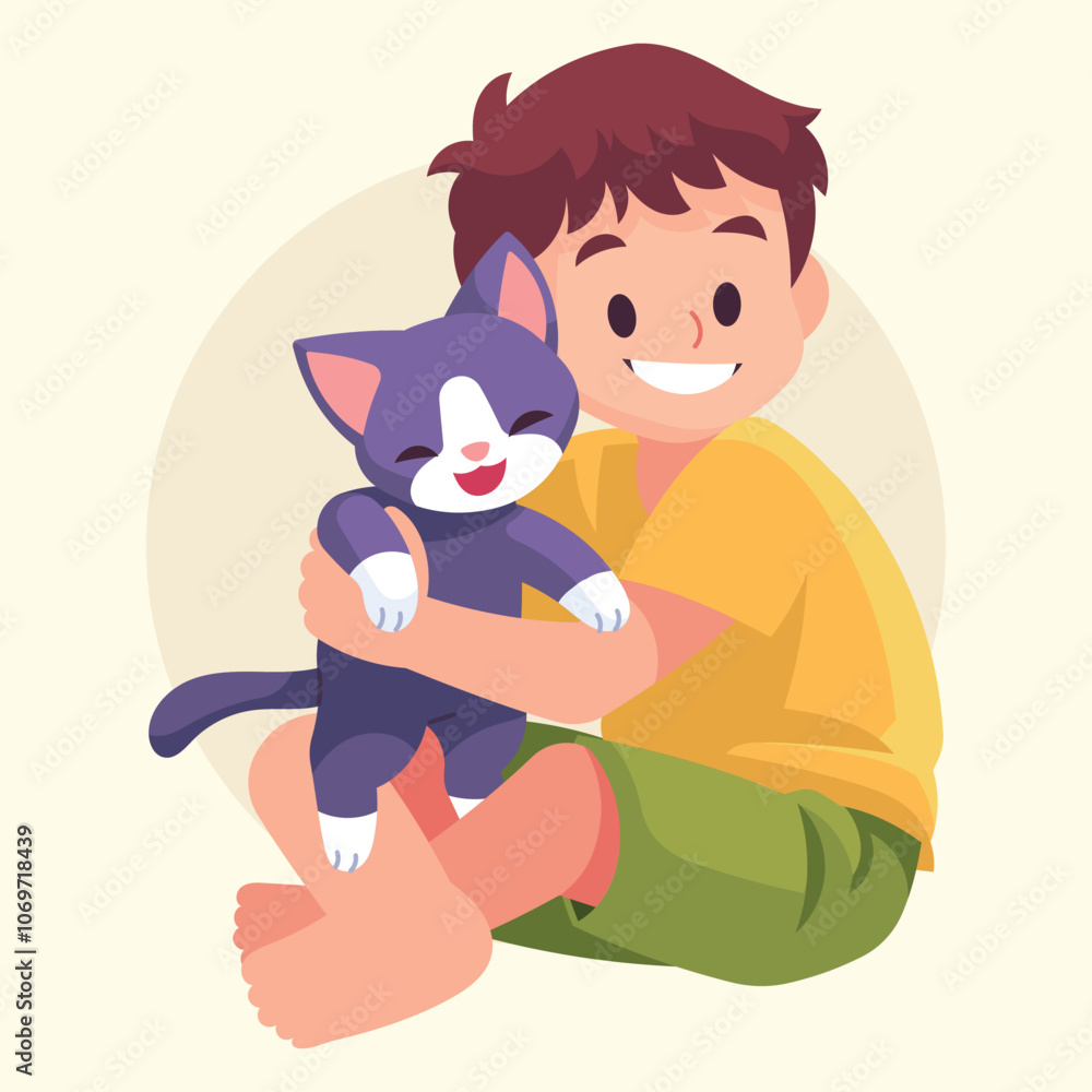 Flat Vector Cat Lovers Illustration Flat Vector Cat Lovers Illustration