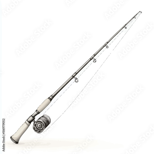 Fishing rod on a white background. 3d render. Isolated. 