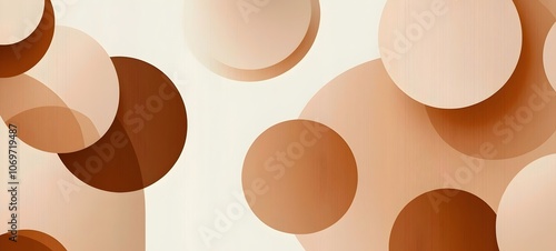 An abstract design featuring soft beige and brown circles of varying sizes, layered against a light background, creating a warm, inviting atmosphere.