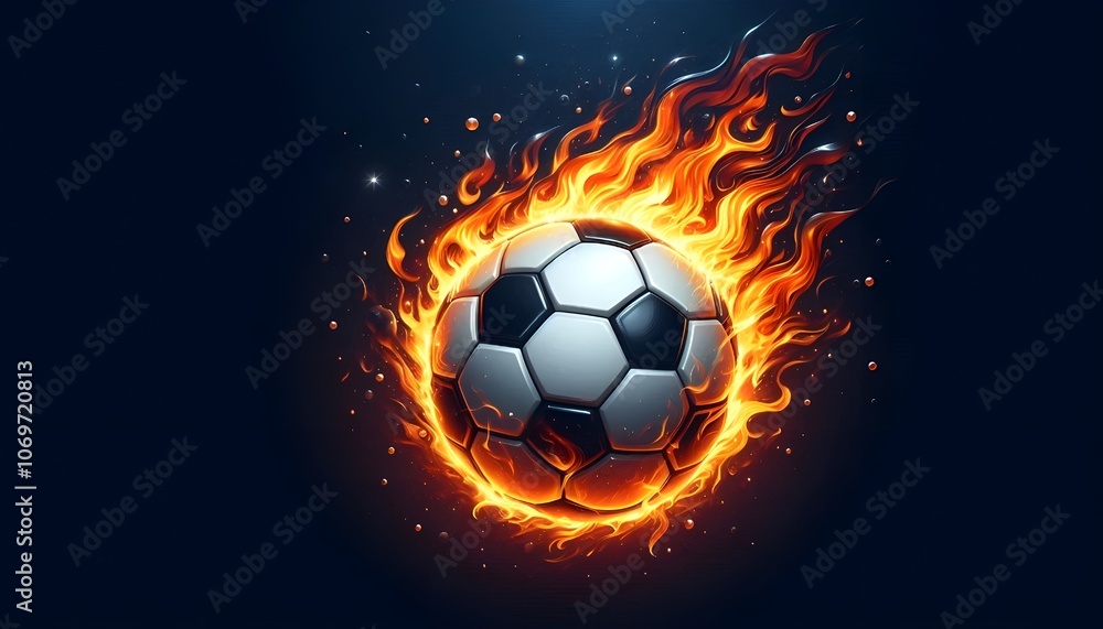 Fototapeta premium PNG Soccer ball on fire soccer sports illustration.