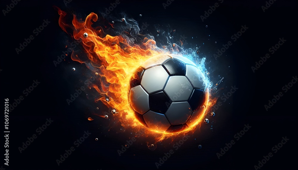 Fototapeta premium PNG Soccer ball on fire soccer sports illustration.