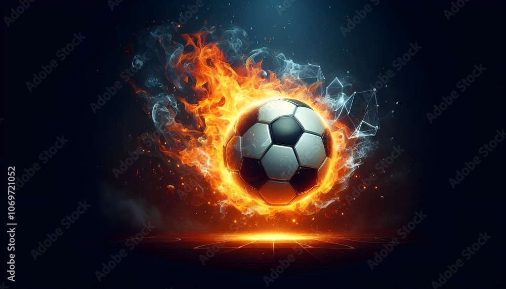 Fototapeta premium PNG Soccer ball on fire soccer sports illustration.