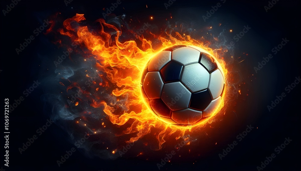 Fototapeta premium PNG Soccer ball on fire soccer sports illustration.
