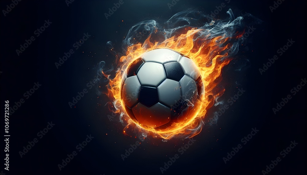 Naklejka premium PNG Soccer ball on fire soccer sports illustration.