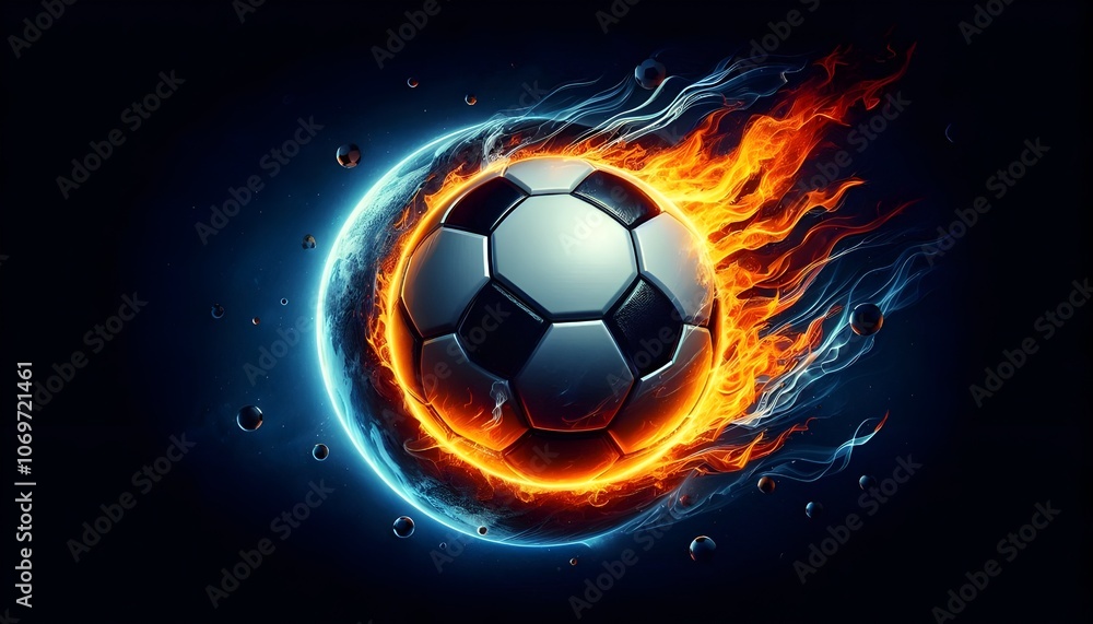 Fototapeta premium PNG Soccer ball on fire soccer sports illustration.