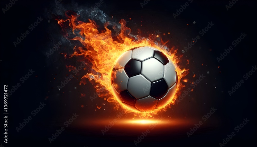 Naklejka premium PNG Soccer ball on fire soccer sports illustration.