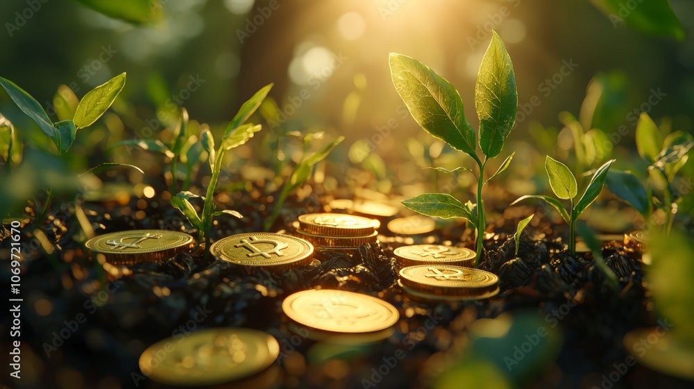 Tax relief visualized as growing vines intertwining around golden coins Tax relief visualized as growing vines intertwining around golden coins