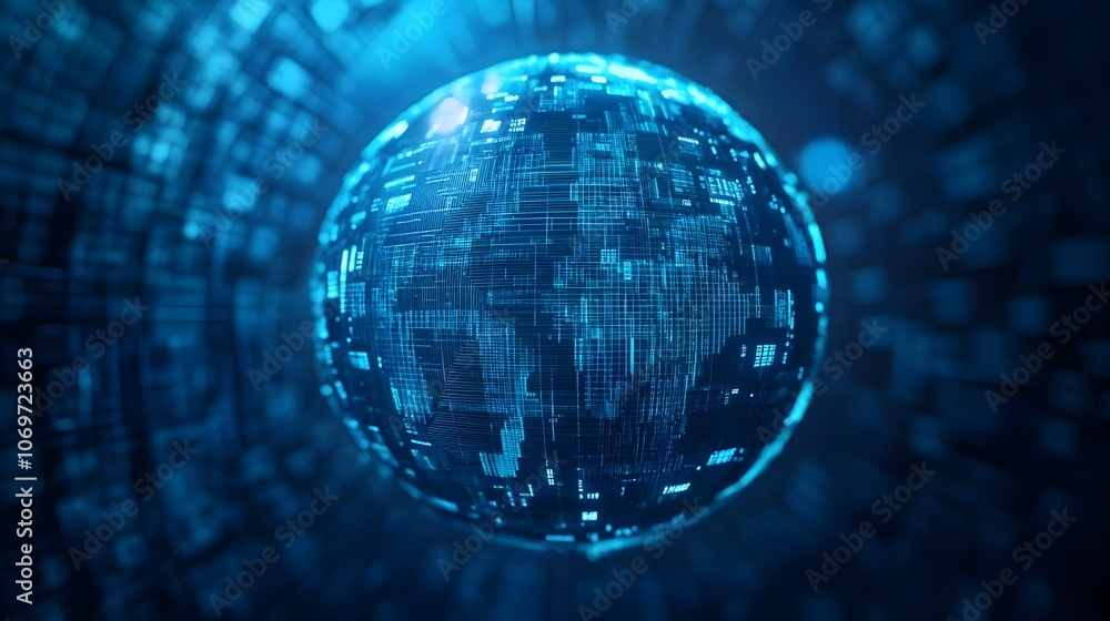 Obraz premium Futuristic Blue Digital Sphere