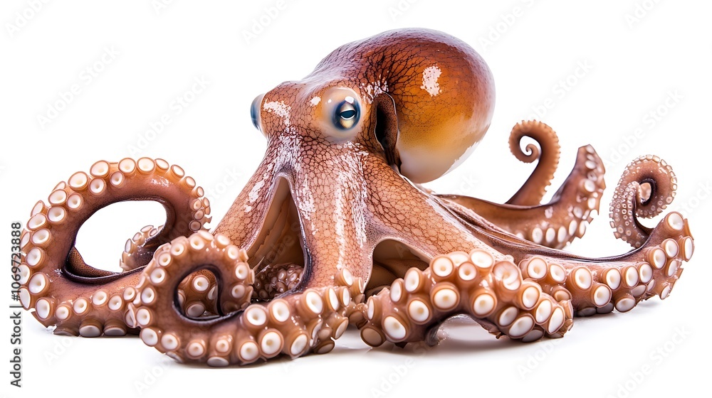 Octopus with Tentacles on White Background Octopus with Tentacles on White Background