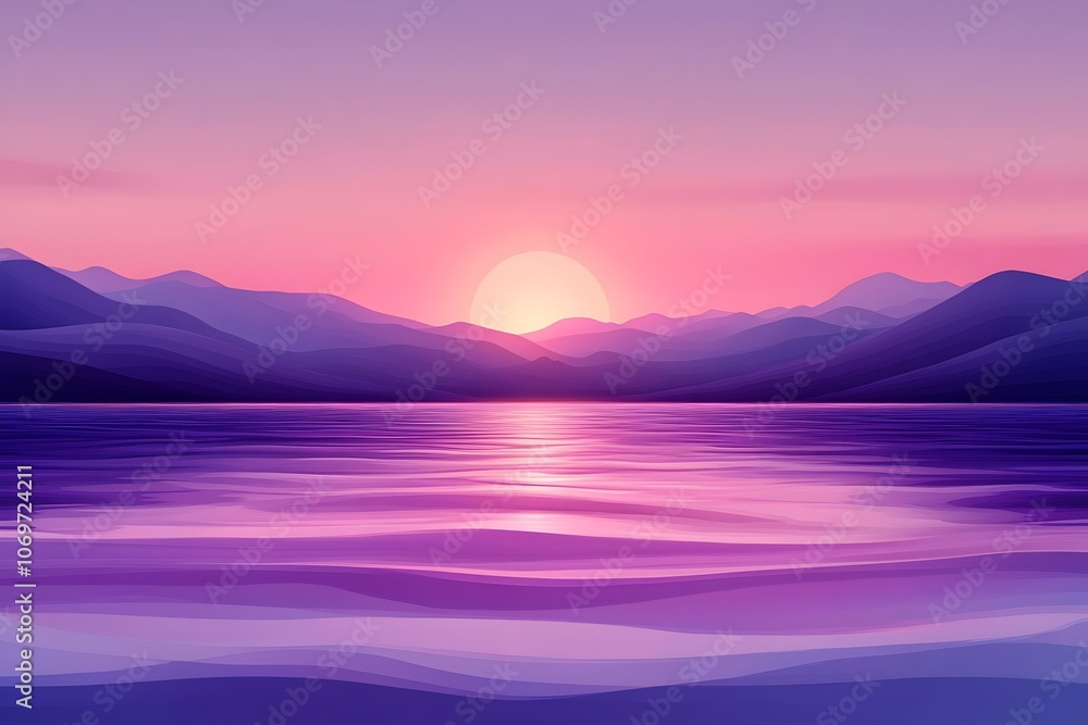 A serene sunset over a tranquil lake, with purple and pink hues reflecting on the water, creating a calming atmosphere perfect for relaxation. A serene sunset over a tranquil lake, with purple and pink hues reflecting on the water, creating a calming atmosphere perfect for relaxation.