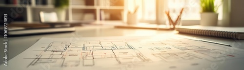 High-detail evacuation routes and floor plans on a clean desk, soft natural light, business continuity concept, realistic