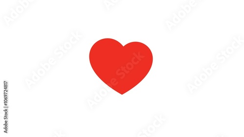 Animated scarlet heart icon on a white background