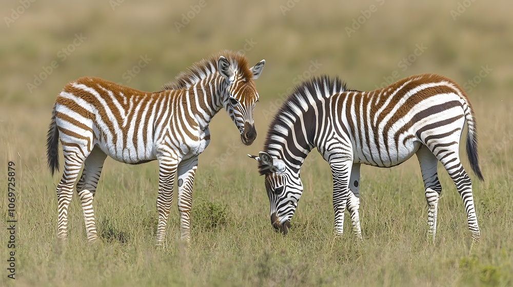 Giraffes and zebras grazing together in open plains, unity in nature, highlighting harmony in wildlife Giraffes and zebras grazing together in open plains, unity in nature, highlighting harmony in wildlife