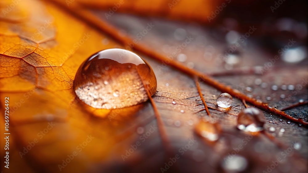 Closeup of the water drop on the autumn yellow leaf.AI GENERATED Closeup of the water drop on the autumn yellow leaf.AI GENERATED