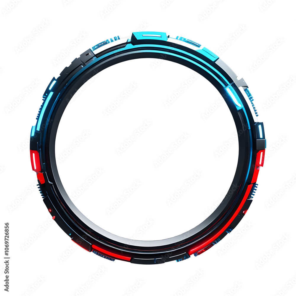 Fototapeta premium Futuristic Circle Border PNG Transparent Background