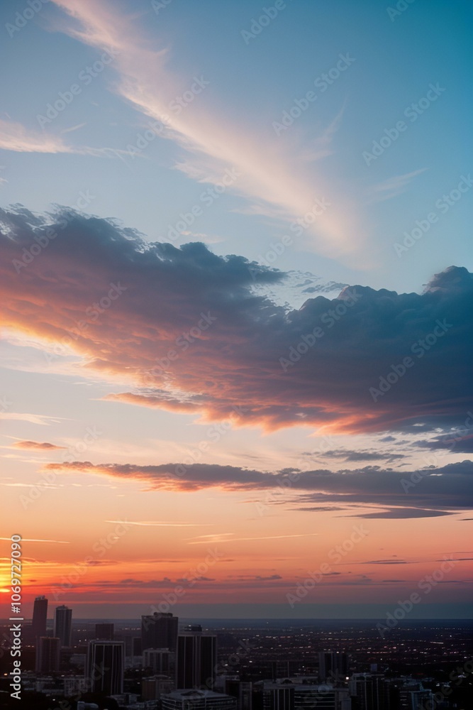 Photo Sky with fluid sunset hues Photo Sky with fluid sunset hues