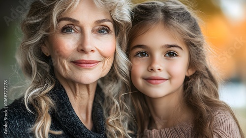 Portrait of an elderly woman and a young girl, showing intergenerational connection and legacy