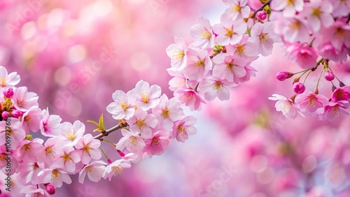 beautiful panoramic view of pink and white cherry blossom trees