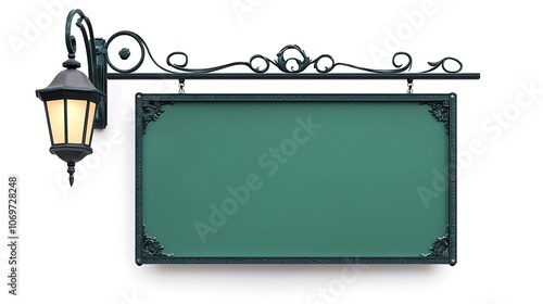 Ornate Vintage Sign with Lamp