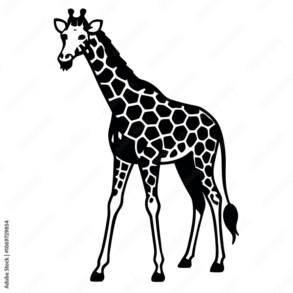 a black and white silhouette of a giraffe's head a black and white silhouette of a giraffe's head