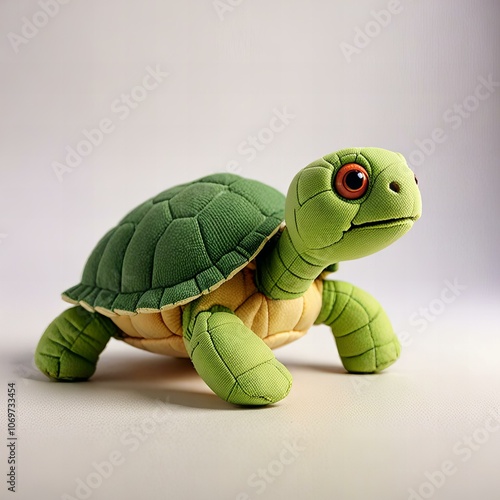 Photo Cute turtle plush toy on a white background