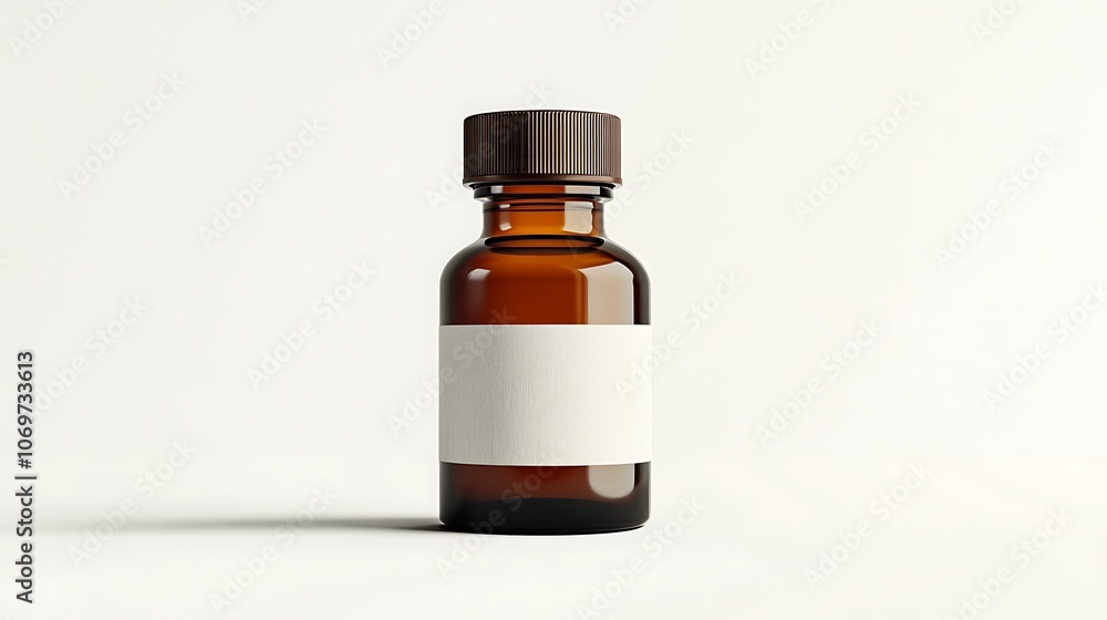 Brown Glass Bottle with Blank Label Brown Glass Bottle with Blank Label
