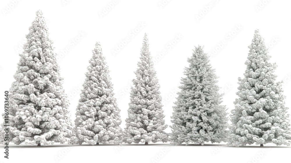 Obraz premium Delicate Christmas Trees in Soft Tones on a Transparent Background Generative AI