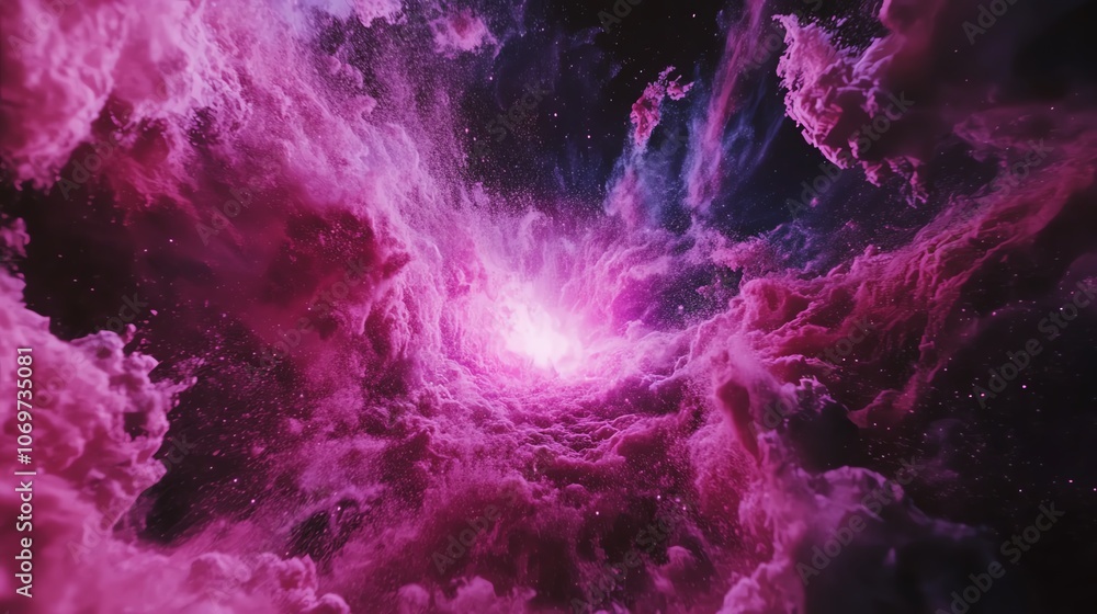 Colorful cosmic cloud of pink and purple in deep space, swirling nebula, stunning view. Colorful cosmic cloud of pink and purple in deep space, swirling nebula, stunning view.
