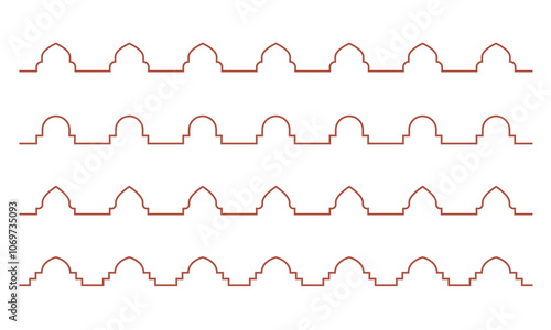 Simple outline oriental border. Ramadan kareem arabian vector divider for card, invitation, banner