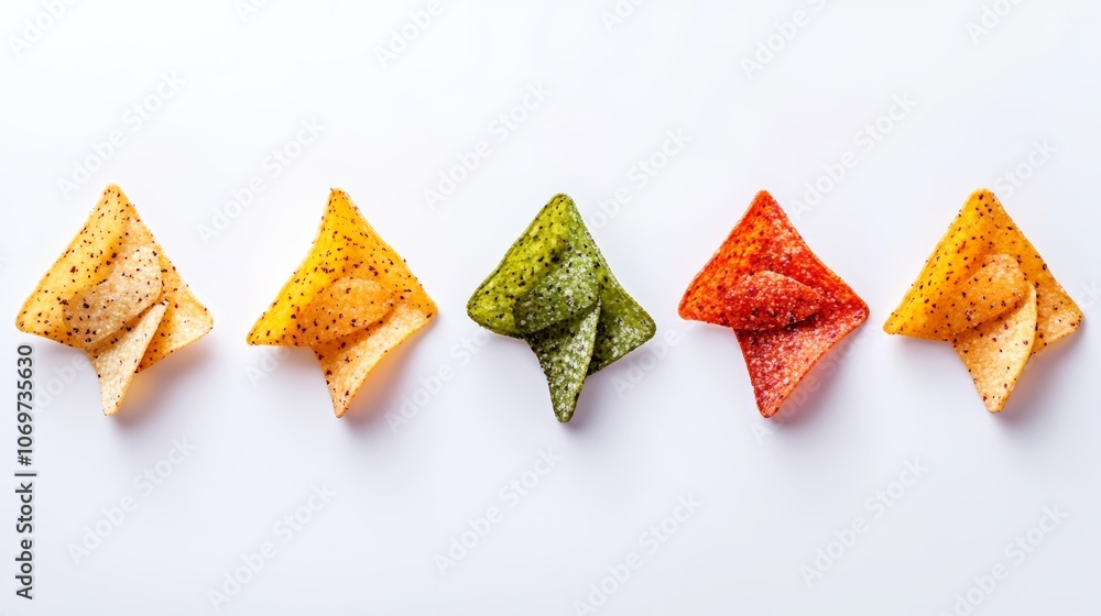 Flavored chips isolated on a white background Flavored chips isolated on a white background