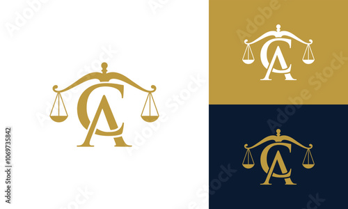 Initial Letter CA AC with Legal Scales Logo Design Inspiration