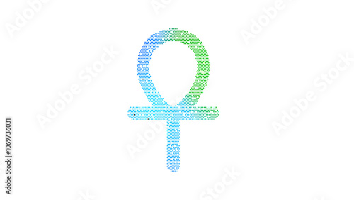 Icon ankh is made up of LED square shapes. There are bright diodes and there are black dead diodes