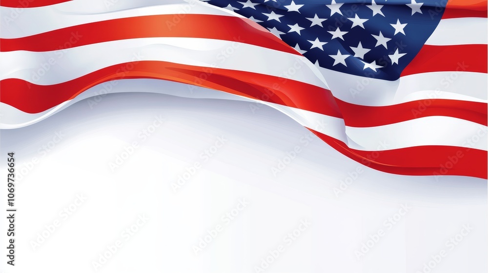 Fototapeta premium USA american flag on white background with copy space Columbus day Labor day Independence day USA banner design