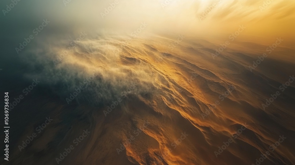 Golden Sand Dunes Under Dusty Sunset Sky Golden Sand Dunes Under Dusty Sunset Sky