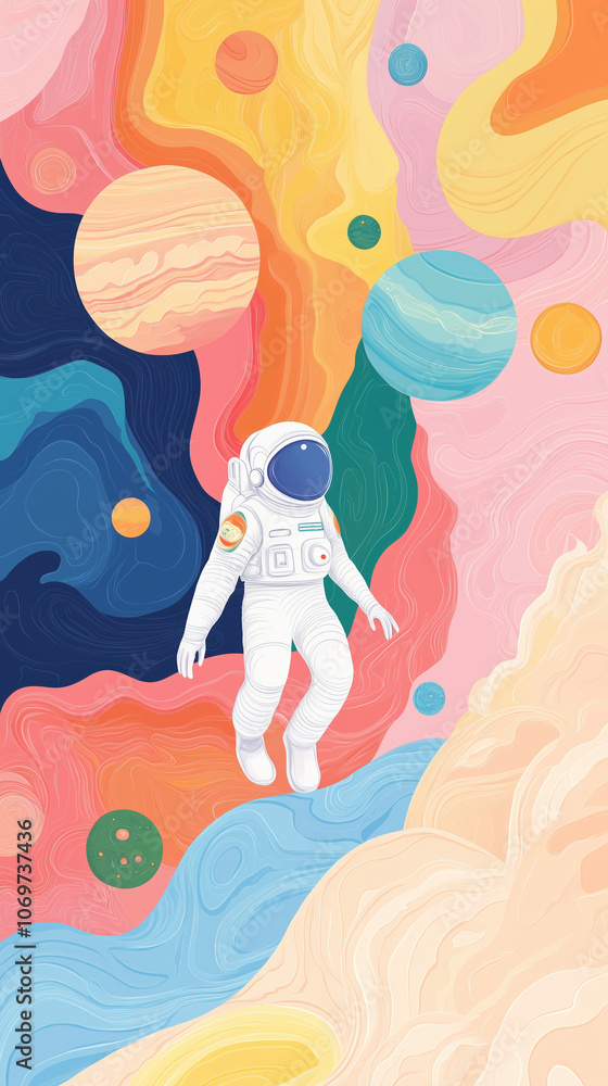 3D rendering of Futuristic Space Exploration on an Alien Planet with Astronaut in Intricate Spacesuit, Surreal Gas Clouds and Distant Planets 3D rendering of Futuristic Space Exploration on an Alien Planet with Astronaut in Intricate Spacesuit, Surreal Gas Clouds and Distant Planets