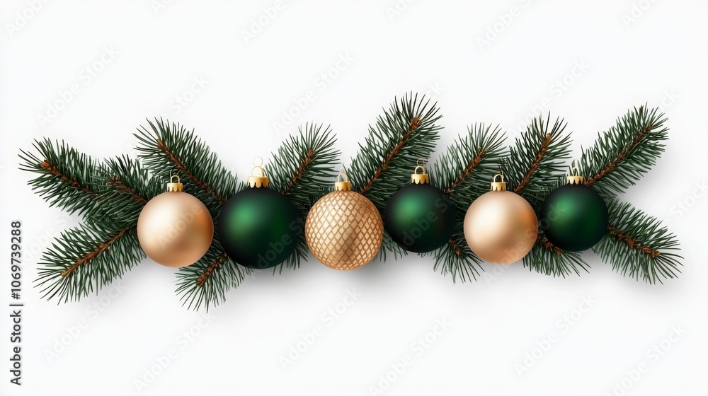 Elegant Pine Garlands with Christmas Ornaments Elegant Pine Garlands with Christmas Ornaments