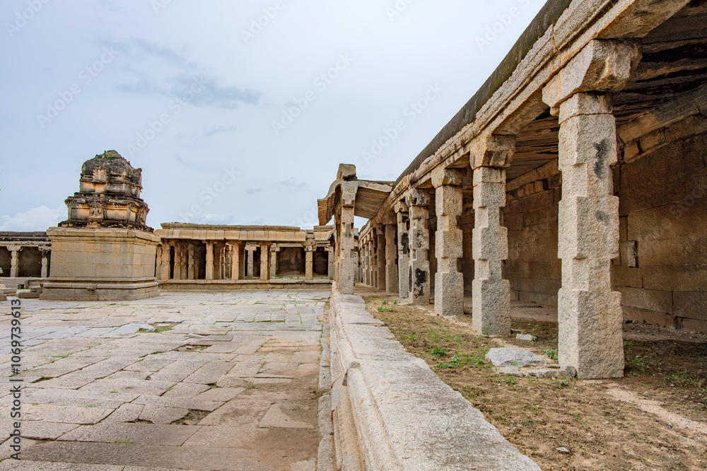 Fototapeta premium The Krishna Temple at Hampi India. This temple is dedicated to Lord Balakrishna, the form of Lord Krishna when he was an infant and was built in the year 1513 A.D.