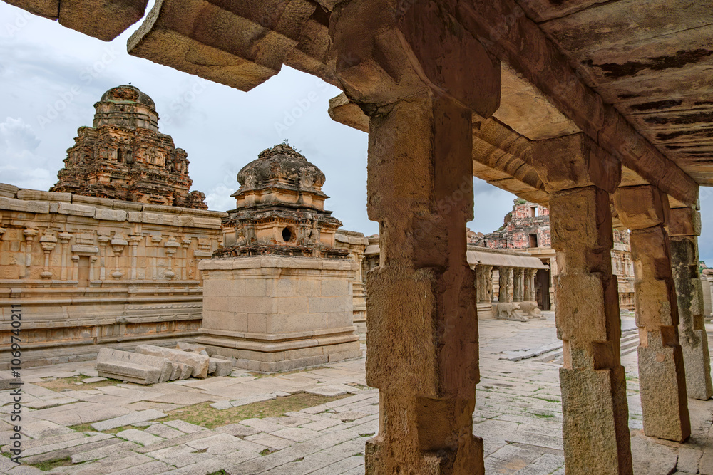 Fototapeta premium The Krishna Temple at Hampi India. This temple is dedicated to Lord Balakrishna, the form of Lord Krishna when he was an infant and was built in the year 1513 A.D.