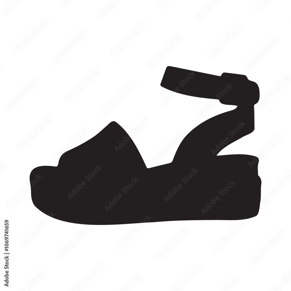 Buckle Ankle Strap Casual Sandal Silhouette Vector Illustration Buckle Ankle Strap Casual Sandal Silhouette Vector Illustration