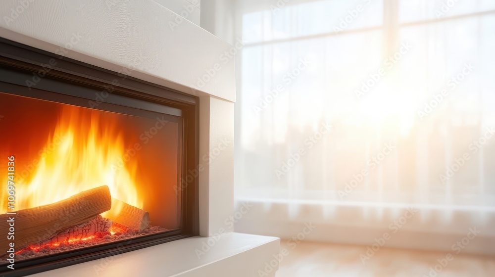 Warm and inviting stone fireplace with a cozy fire perfect for relaxing evenings at home Warm and inviting stone fireplace with a cozy fire perfect for relaxing evenings at home