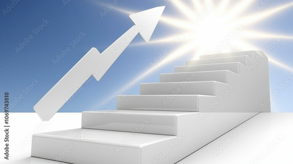 Stairway to heaven, a white staircase ascending towards the majestic sun, symbolizing hope, dreams and new beginnings Stairway to heaven, a white staircase ascending towards the majestic sun, symbolizing hope, dreams and new beginnings