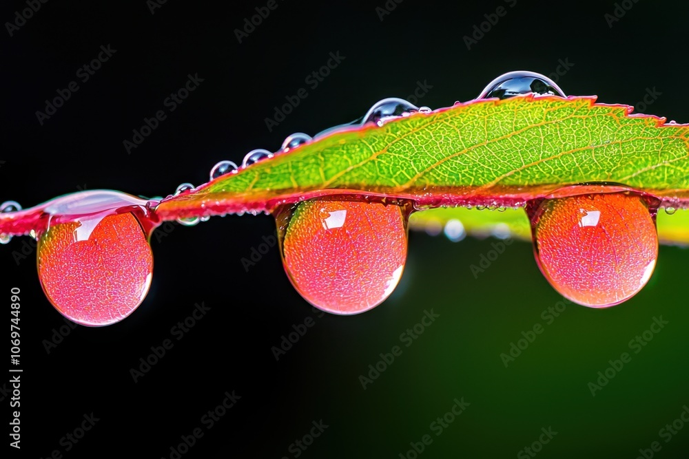 Fototapeta premium Morning dew on foliage exploring ecosystem effects in nature's splendor