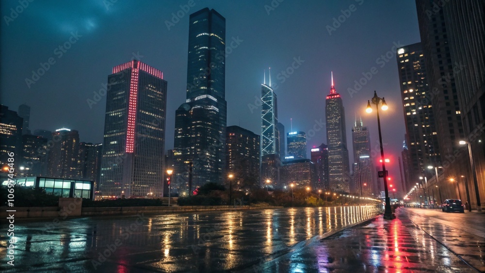 A bustling city street at night, with tall skyscrapers illuminated by colorful lights. The image evokes a sense of energy, excitement, and the vibrancy of urban life. A bustling city street at night, with tall skyscrapers illuminated by colorful lights. The image evokes a sense of energy, excitement, and the vibrancy of urban life.