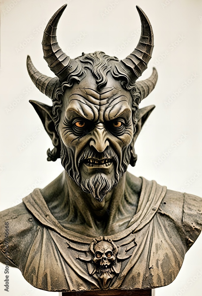 A devil statue on a white background. A devil statue on a white background.