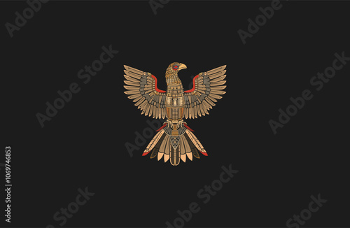 Egyptian falcon bird horus design vector logo