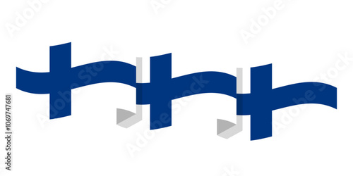 Vector illustration of wavy Finland flag on transparent background