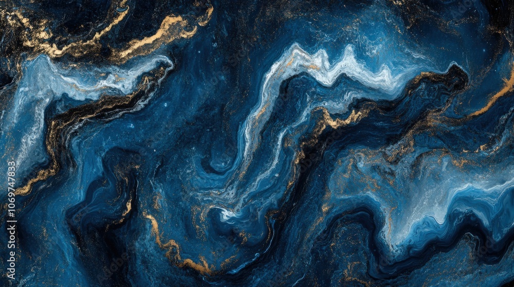 Abstract Blue and Gold Swirling Marble Texture Abstract Blue and Gold Swirling Marble Texture